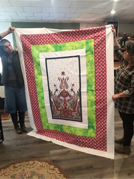 HAND PIECED  - ONE OF A KIND  Paisley Panel Quilt