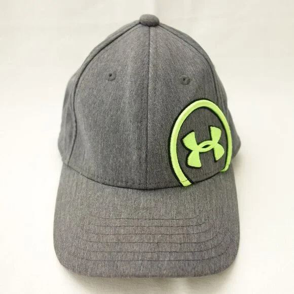 Under Armour Gray &‎ Neon Green Youth Fitted Baseball Hat Cap Sz SM / MD