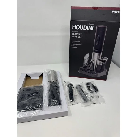 Electric Wine Opener Set with Foil Cutter and Stoppers (Partial Set) w/ Box