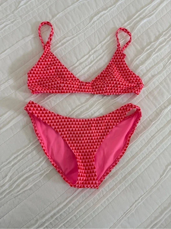 triangl swimwear Pink and Red Triangle Print Bikini