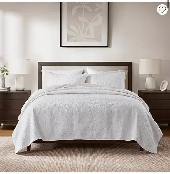 NEW! Madison Park KING Mansfield 3PC Quilt Set White