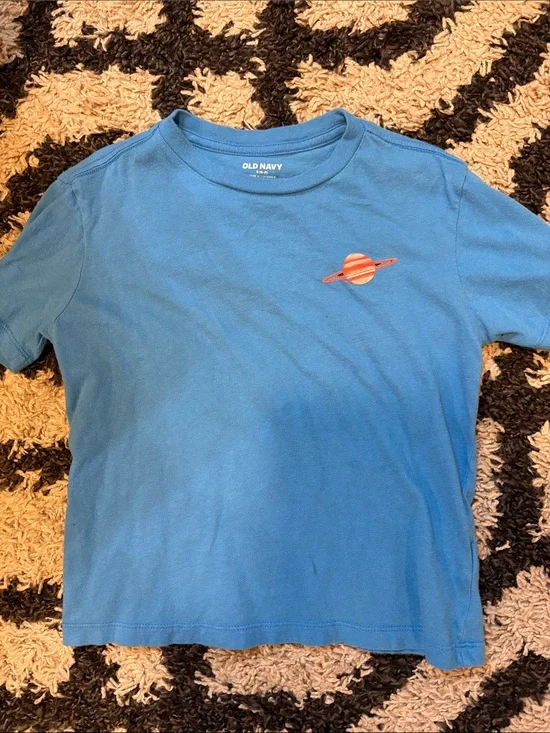3/$20! Boys kids small size 6-7 Old Navy Blue shirt Orange Planet Graphic