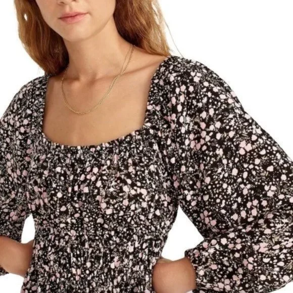 J. Crew Puff sleeve Drapey Crepe Top Fall Garden Floral Size M and L NWT