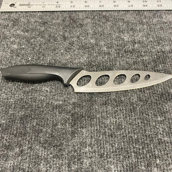 Stainless Steel 5 Inch Aero Utility Knife Non-Stick Cutout Blade Black Handle