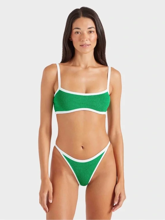 Hunza G NWT Tyler Emerald Green two-tone Original Crinkle™ bikini
