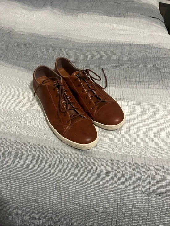 Cole Haan Tan Leather Low-Top Sneakers with White Sole