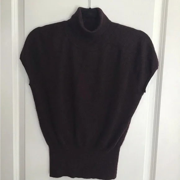 LAUNDRY Sleeveless Turtleneck Womens‎ L Burgundy Silk Wool Spandex