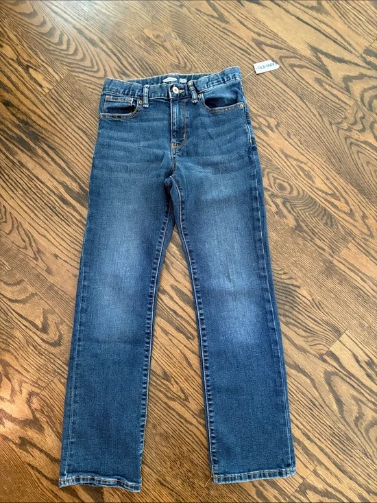 NWT Old Navy kids Dark Blue Straight Jeans sz12 adjustable waist
