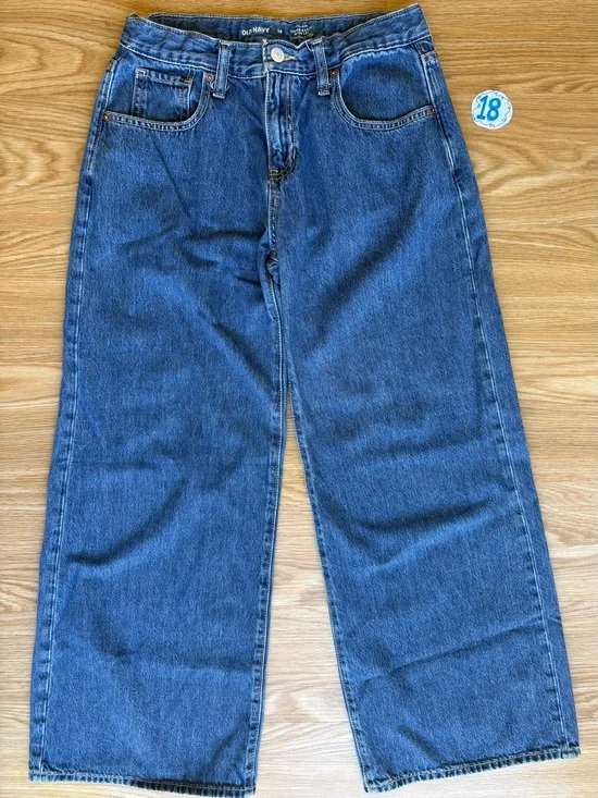 Old Navy Girls High Rise Super Baggy Wide-Leg Denim Jeans in Medium Blue Size 14