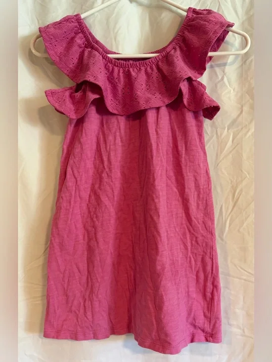 Old Navy Bright Pink Ruffle Neckline Cotton Dress