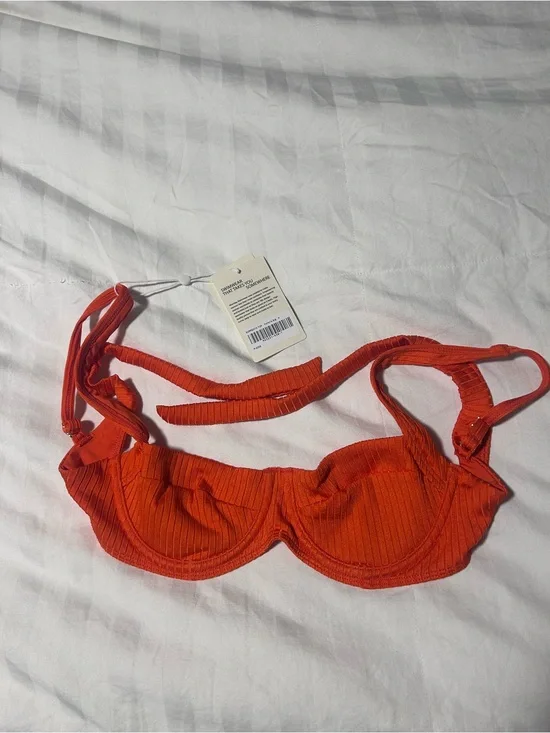 Monday Swimwear Ribbed Orange Underwire Bikini Top