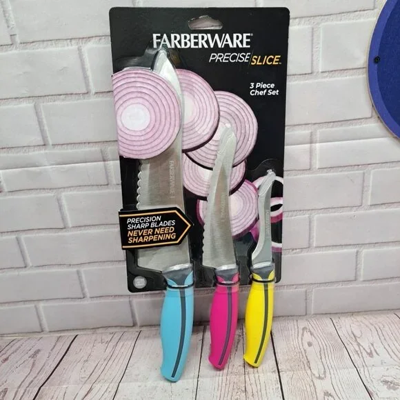 Farberware Precise‎ Slice, Bright Color Soft Grip, 3 Piece Chef Set