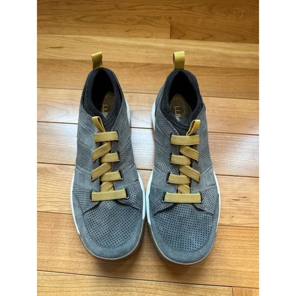 LL Bean Mens‎ Vista Low Lace-Up Grey Suede Sneakers 510058 Size 9.5M
