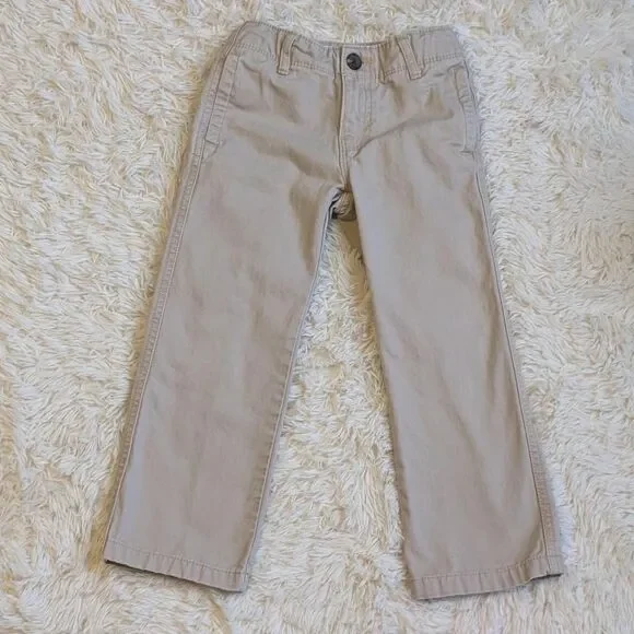 Old Navy Boys Size 4T Beige Khaki Cotton Uniform Straight Leg Pants Trousers