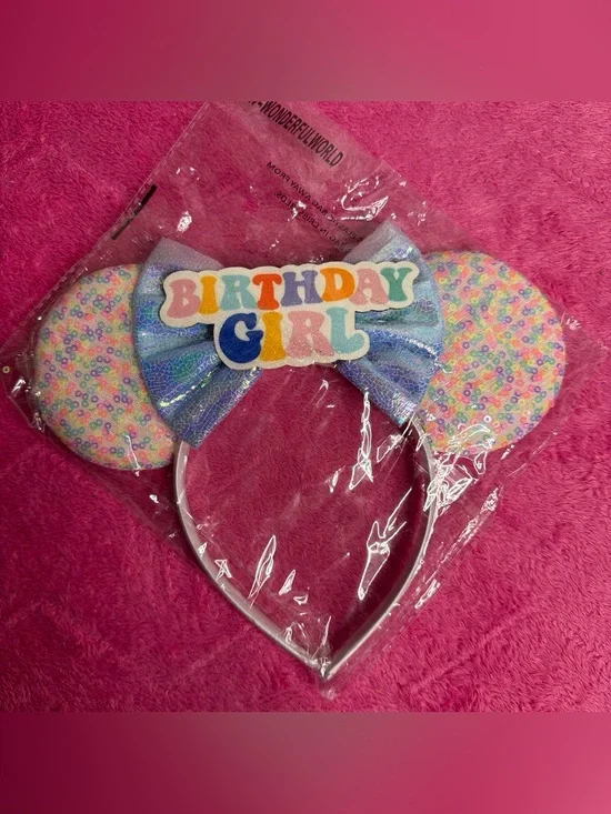 Wonderful World Iridescent Sequin Minnie Ears Headband - Pastel Rainbow