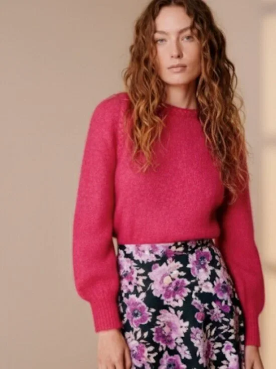Sezane Annita Jumper in Raspberry size M