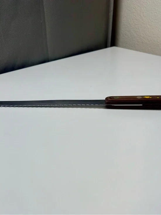 Wood Handle Serrated Bread Knife - Brown and Silver