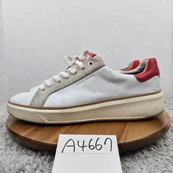 Cole Haan Men 10 Grand Pro Topspin White Gray Red Casual Daily Lifestyle Sneaker