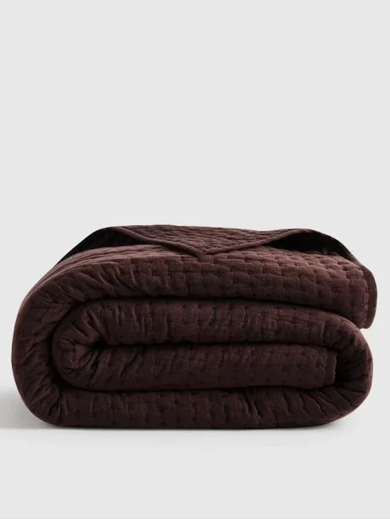 Quince European Linen Cotton Stitch Quilt - Espresso