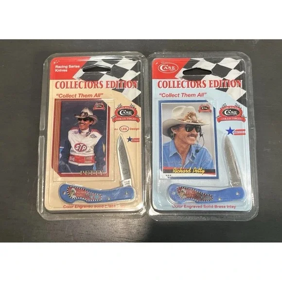 Lot Of 2 Vtg Case Knife Richard Petty Collectors Edition Knife Blue