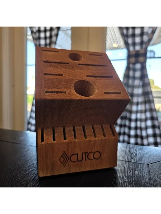 Cutco Wooden Knife Block 18 Slot 2 Hole Kitchen Knife Storage Holder Made In USA