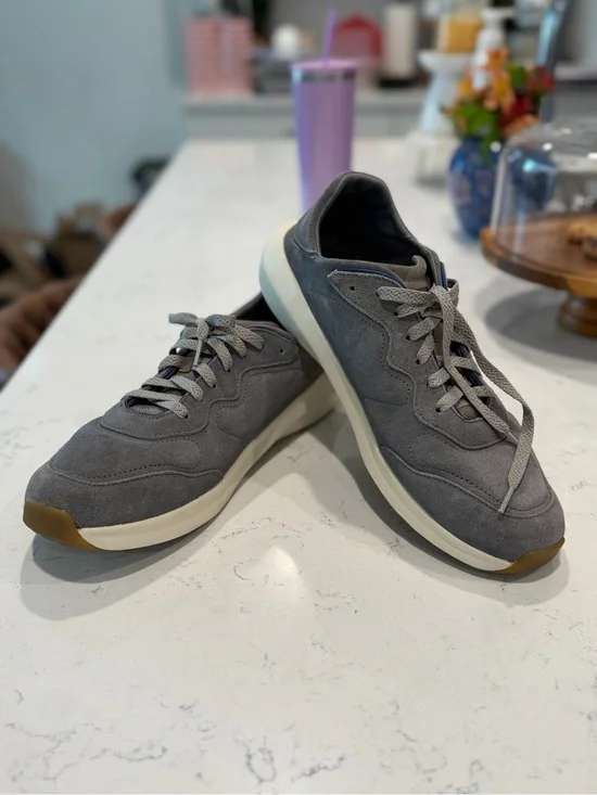 OluKai Men's Gray Suede Lace-Up Sneakers
