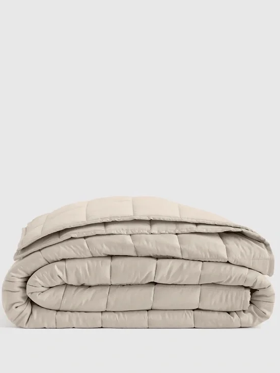 NWT QUINCE Organic Bamboo Box Quilt Sand Full / Queen