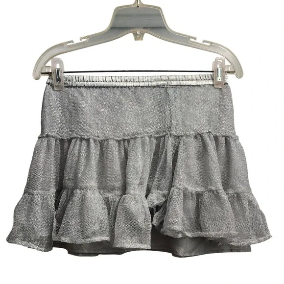 Old‎ Navy Kids Girls Silver Sparkle Tiered Ruffle Skirt Size S