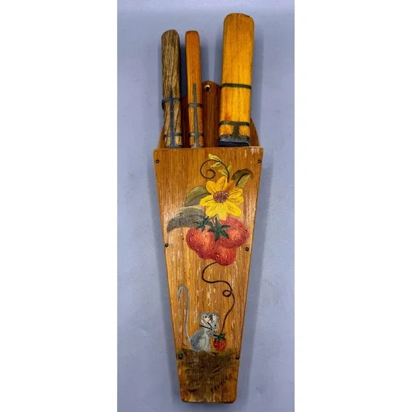 Johnson Handmade Knives Vintage 3pc Set Carbon Steel Wood Folk Art Scabbard