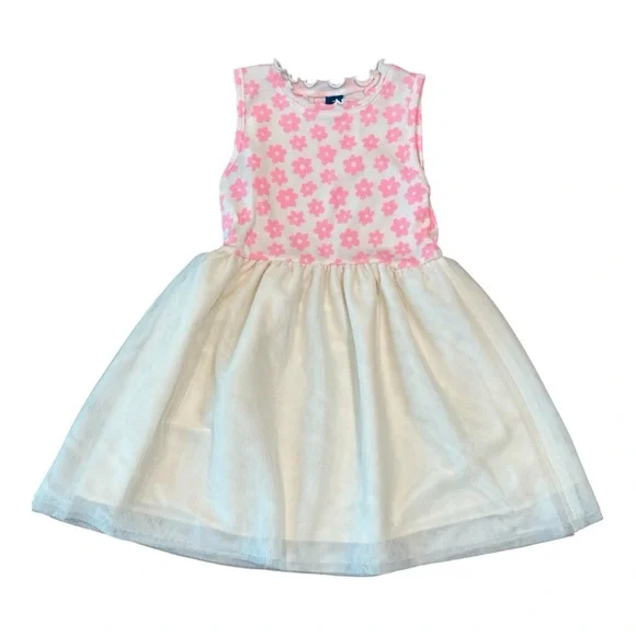 Old Navy cream floral ribbed and tulle dress