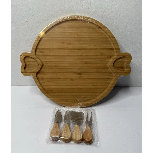 Charcuterie Board Knife Set Wooden Heart Cheese Server Set Party Hostess‎ New