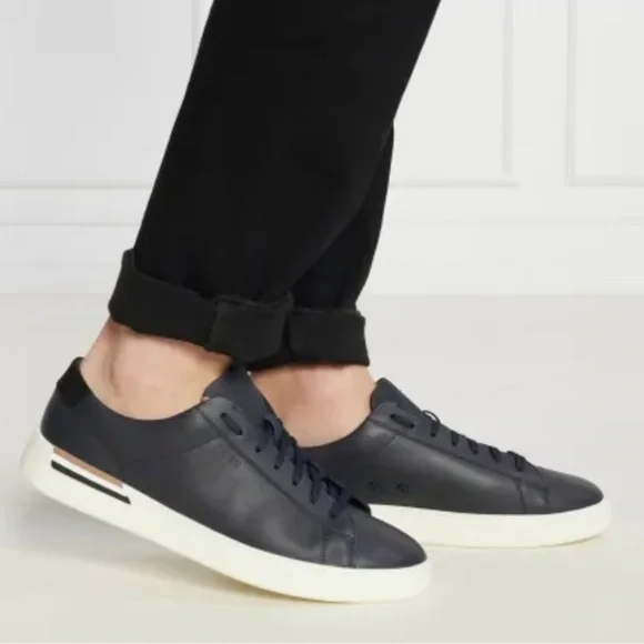 BOSS Men's Low Profile Leather Lace Up Sneaker