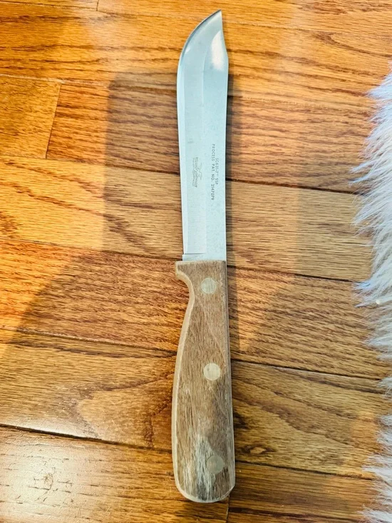 Vintage WR Case and Sons The Early Americans Kitchen Chef Knife - Brown Handle