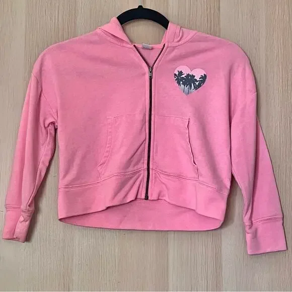 Old Navy Girls Pink Heart Zip Up Jacket