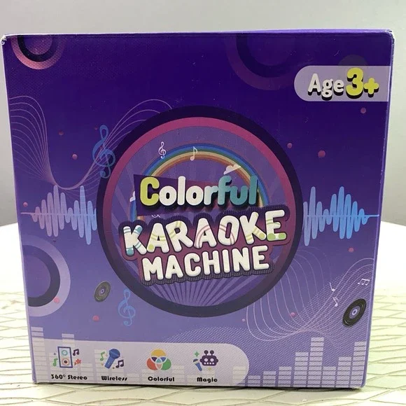 Colorful Wireless Karaoke Machine W/2 Microphones 360 Stereo 3+ Age‎ Purple NWB