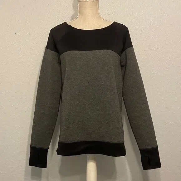 Athleta Gray & Black Fuse Scuba Sweatshirt Size Medium Tall