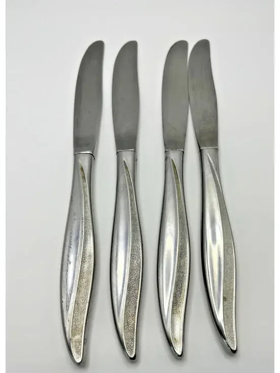 Oneidacraft Deluxe Textura VTG Stainless Dinner Knives Silver Bundle of 4