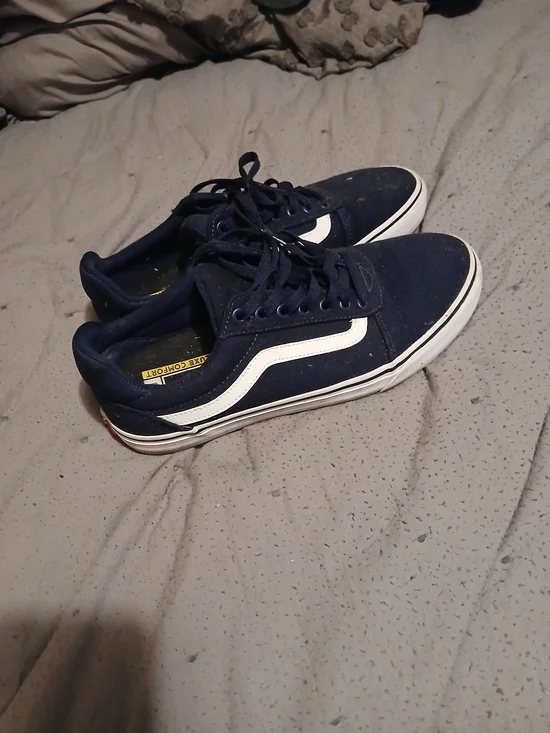 Men's Navy Low-Top Skate Sneakers with White Accent