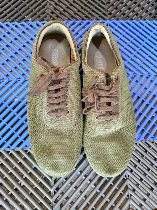 Camper Pelotas - Olive Knit Casual Sneakers - Brown Laces