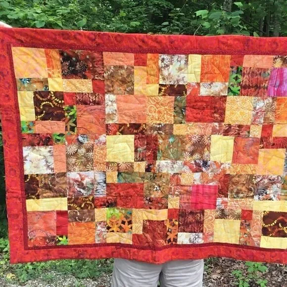 NWT. Hand Crafted Quilted Fall Colors Quilt
