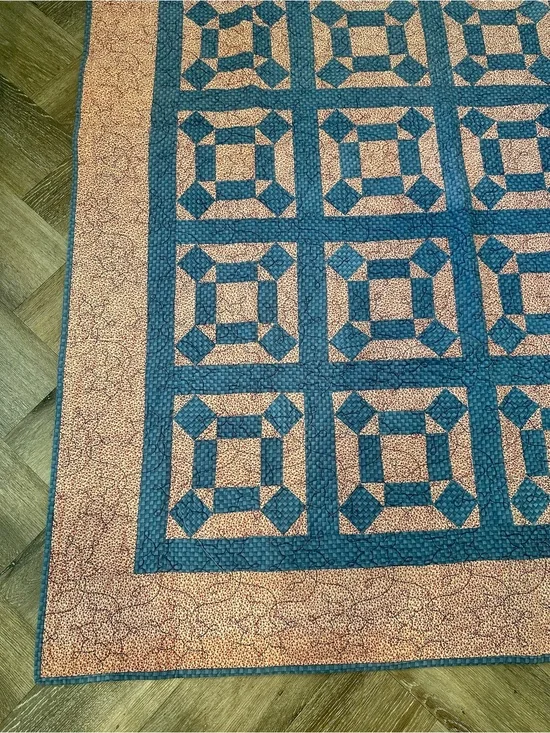 Blue and red Patchwork Quilt -handmade
