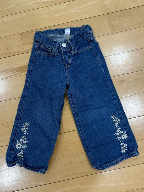 OLD NAVY | Blue Denim Jeans with White Floral Embroidery