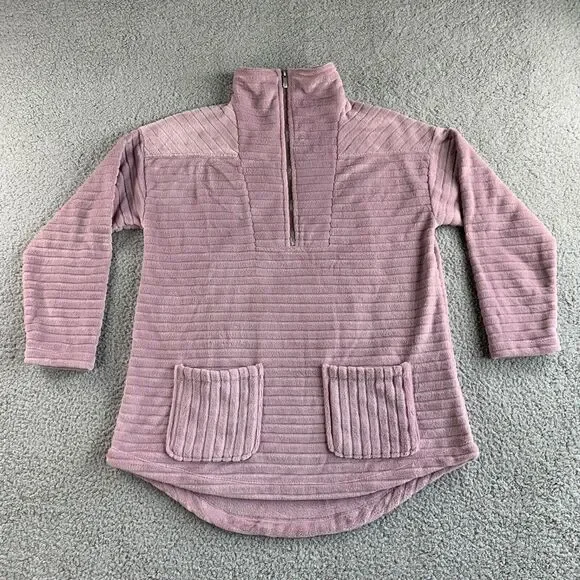 NEW Soft Surroundings Sweater Womens Medium Purple Fleece Over The Moon Pullover
