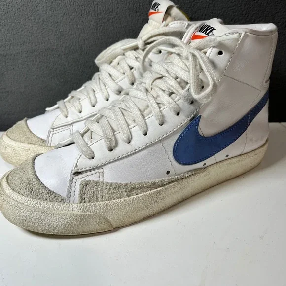 Nike Blazer Mid 77 Vintage White Pacific Blue High Top Sneakers Mens 7