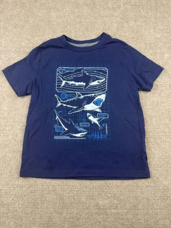 Old Navy Boys Navy Blue Shark Graphic Print T-Shirt