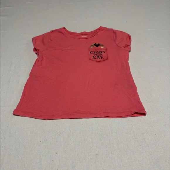 Old Navy Girls Size Large 10/12 Kids Pink T-Shirt with‎ Pocket Detail