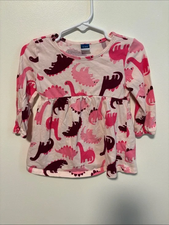 Old Navy Pink Multi Dinosaur Peplum Top