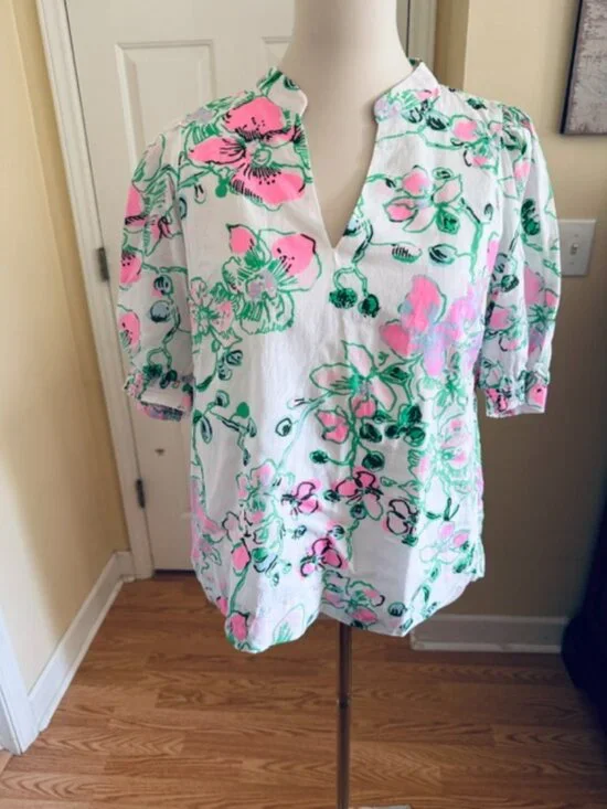 NWT Lilly Pulitzer Brinelle Top Multi Oversized Orchids on the Avenue S