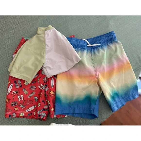 Lot of 3 Old Navy Swim Shorts & Shirt Size 4T Beach Scuba