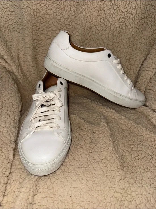 BOSS Hugo Boss Mirage White Low-Top Leather Sneakers with Tan Lining